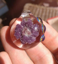 Load image into Gallery viewer, Handblown Made to Order Custom Flower Cremation Pendant
