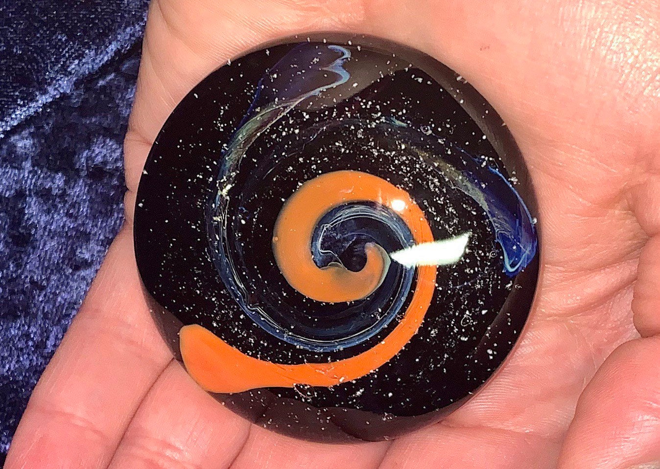 Spiral Galaxy Cremation Paperweight / Handmade To Order Space Glass Paperweight / Pet Loss Only Ashes top / Memorial / Glass Cremation / Animal